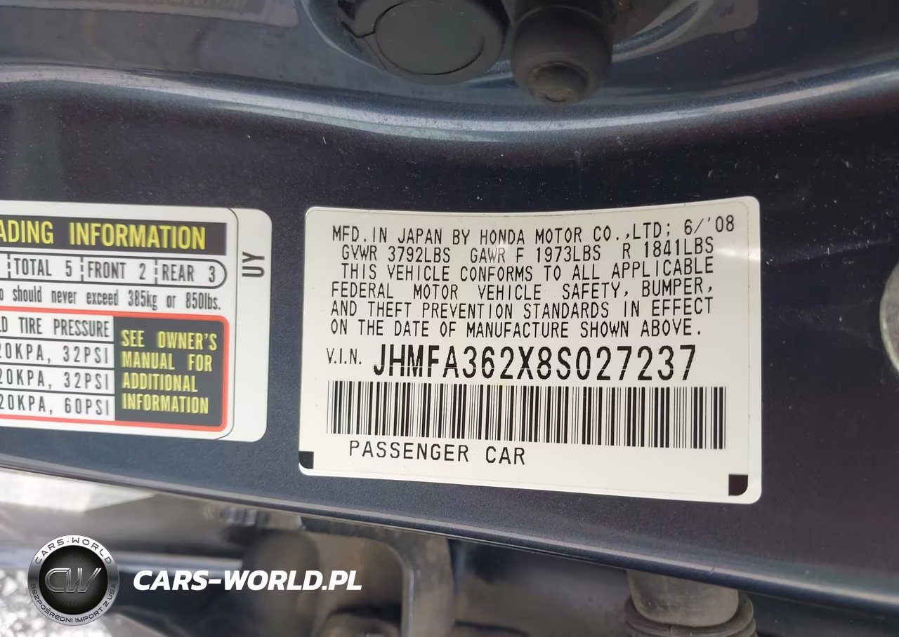 2008 Honda Civic Hybrid VIN:JHMFA362X8S027237 - 9