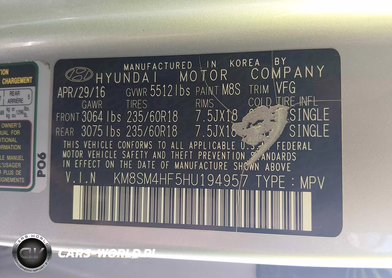 2017 Hyundai Santa Fe Se VIN:KM8SM4HF5HU194957 - 9