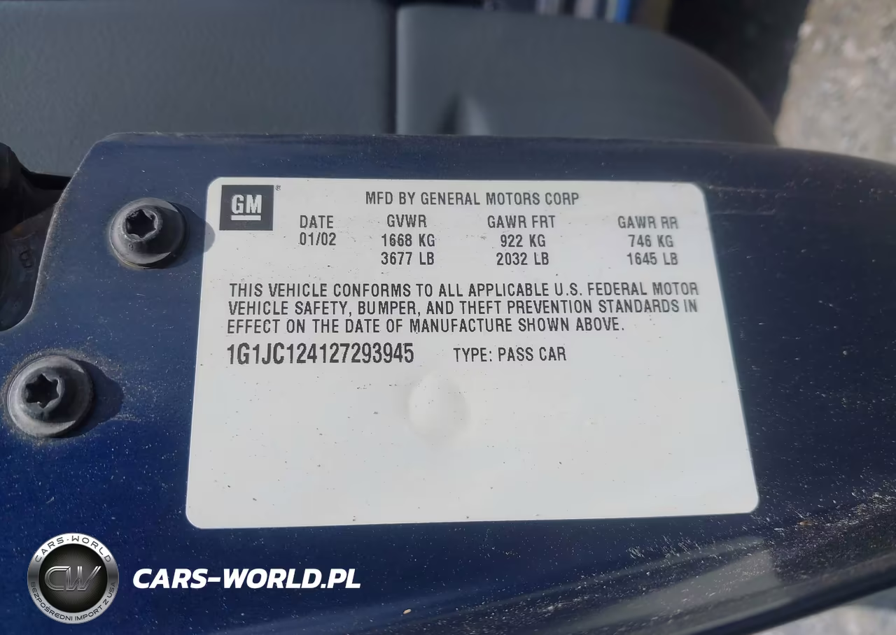 2002 Chevrolet Cavalier VIN:1G1JC124127293945 - 9