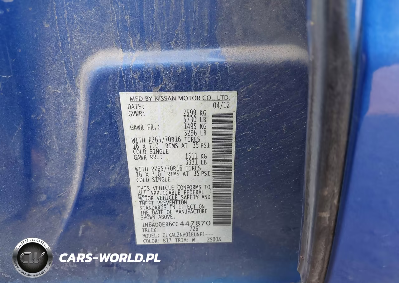 2012 Nissan Frontier Sv VIN:1N6AD0ER6CC447870 - 9