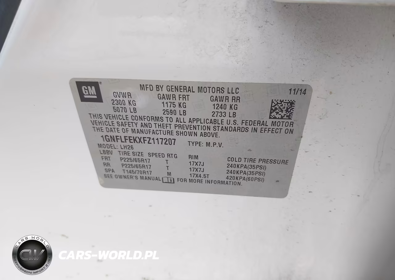 2015 Chevrolet Equinox Lt VIN:1GNFLFEKXFZ117207 - 9
