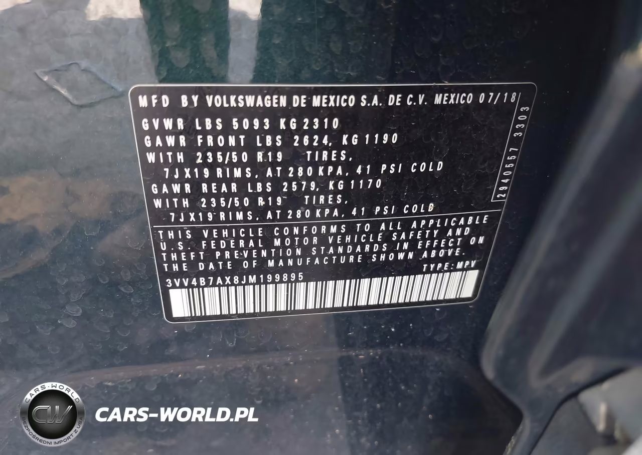 2018 Volkswagen Tiguan 2.0T Sel Premium VIN:3VV4B7AX8JM199895 - 9