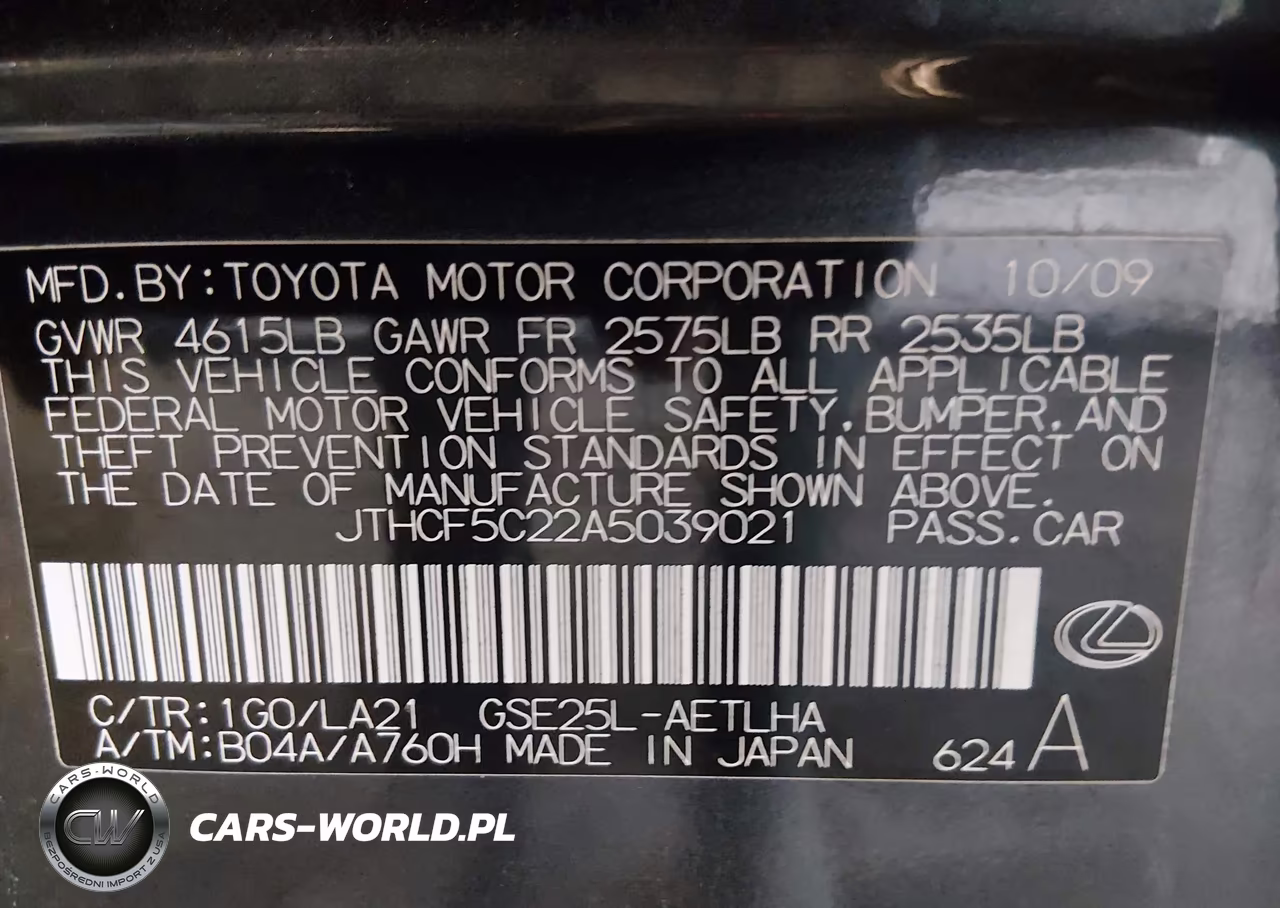 2010 Lexus Is 250 VIN:JTHCF5C22A5039021 - 9