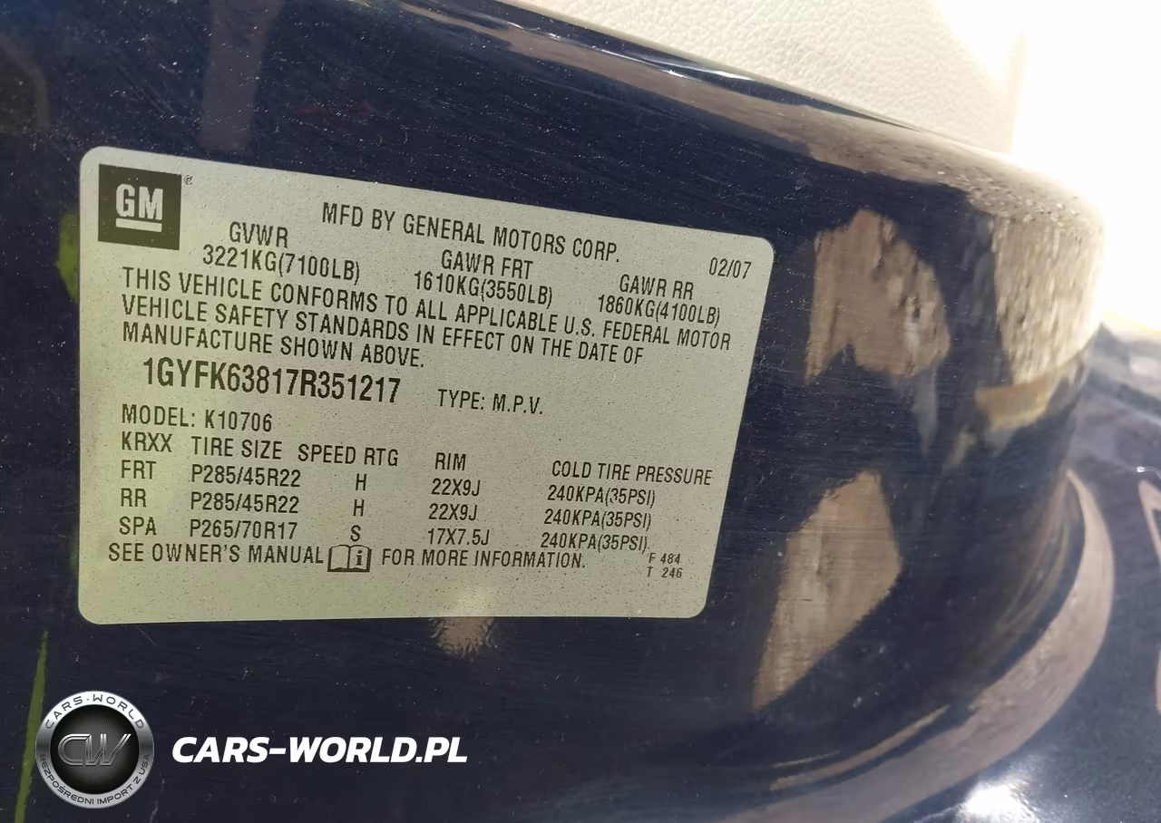 2007 Cadillac Escalade Standard VIN:1GYFK63817R351217 - 9