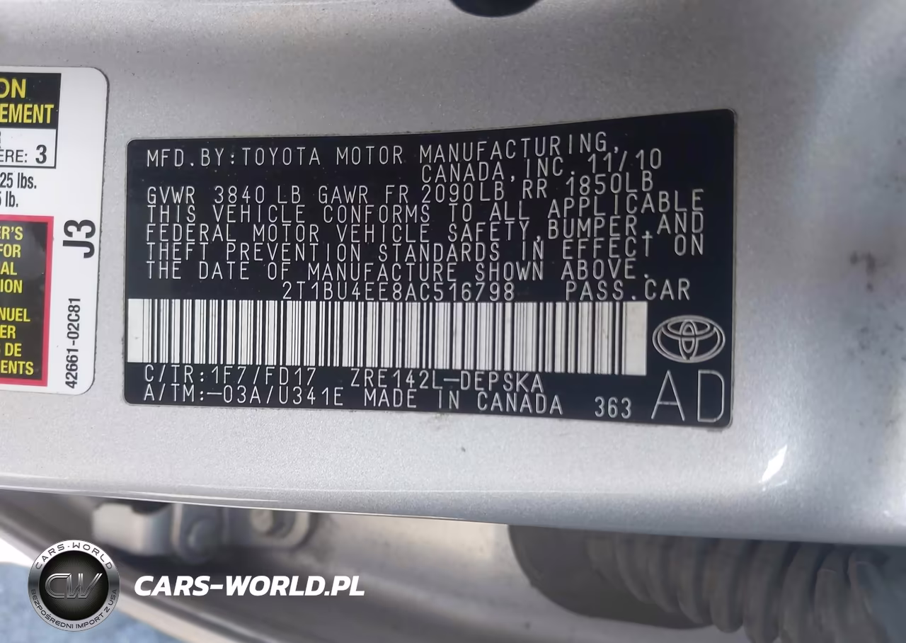 2010 Toyota Corolla S VIN:2T1BU4EE8AC516798 - 9