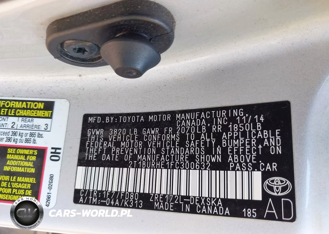 2015 Toyota Corolla S Plus VIN:2T1BURHE1FC300632 - 9