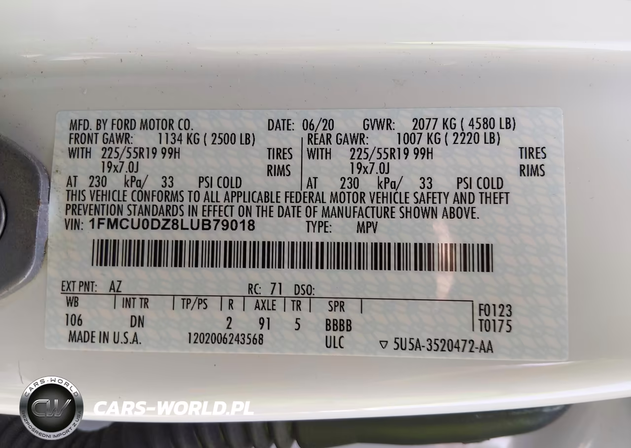2020 Ford Escape Titanium Hybrid VIN:1FMCU0DZ8LUB79018 - 9