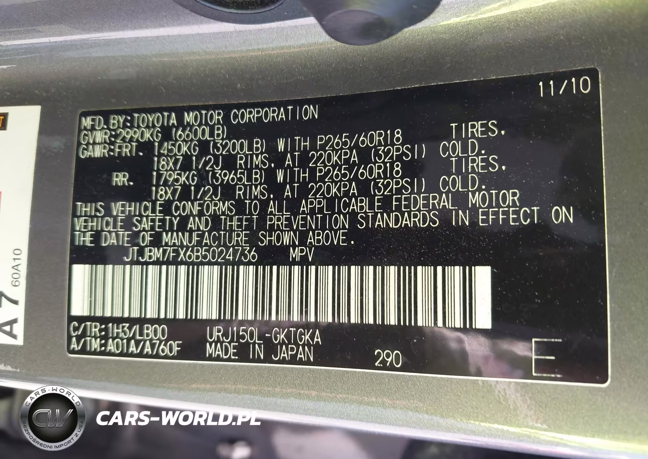 2011 Lexus Gx 460 VIN:JTJBM7FX6B5024736 - 9