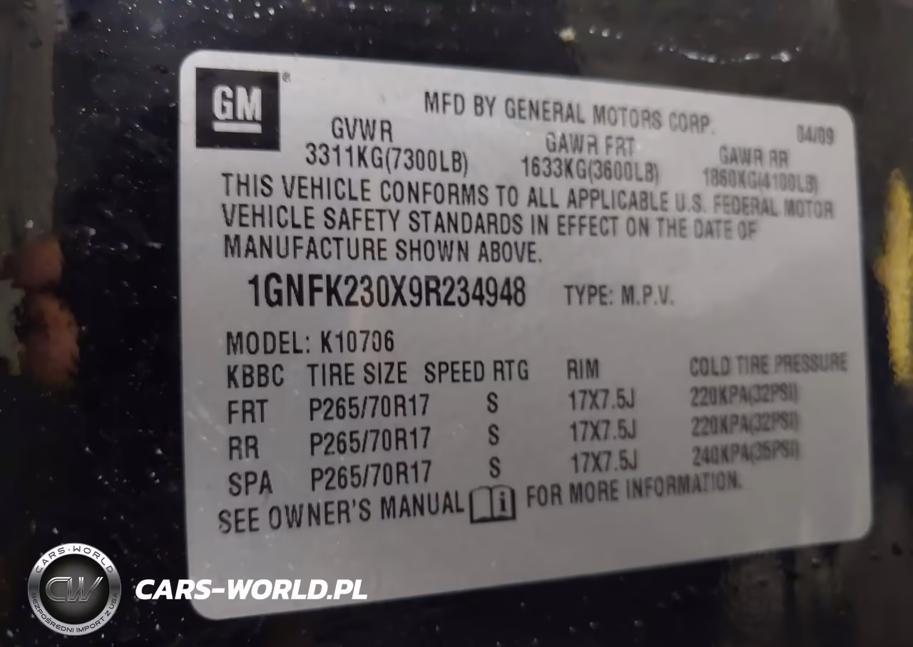 2009 Chevrolet Tahoe Lt2 VIN:1GNFK230X9R234948 - 9