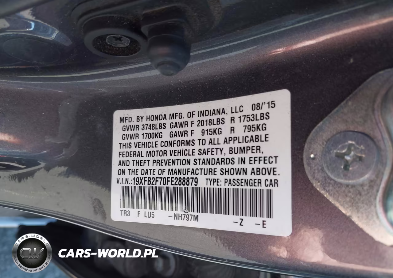 2015 Honda Civic Se VIN:19XFB2F70FE288879 - 9
