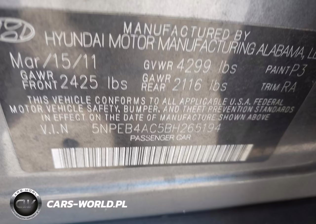 2011 Hyundai Sonata Gls VIN:5NPEB4AC5BH265194 - 9