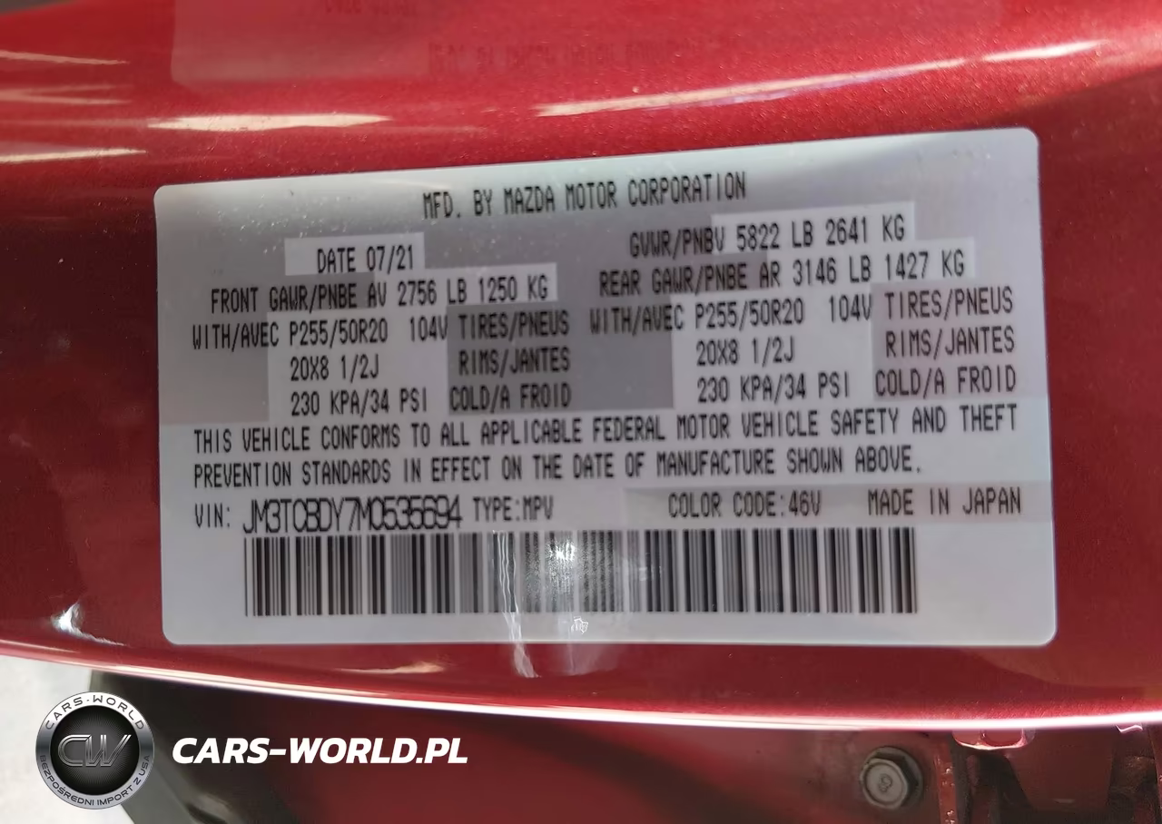 2021 Mazda Cx-9 Grand Touring VIN:JM3TCBDY7M0535694 - 9