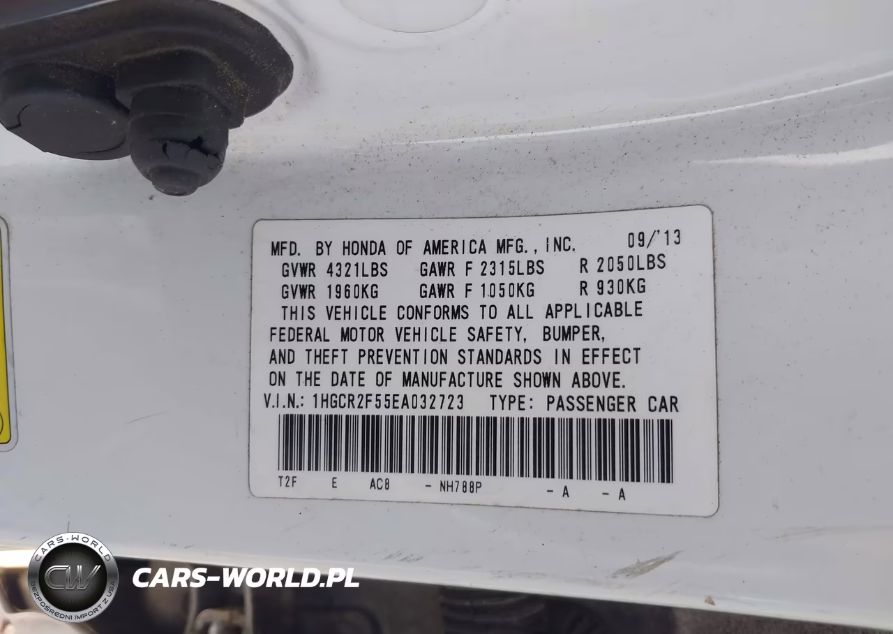 2014 Honda Accord Sport VIN:1HGCR2F55EA032723 - 9