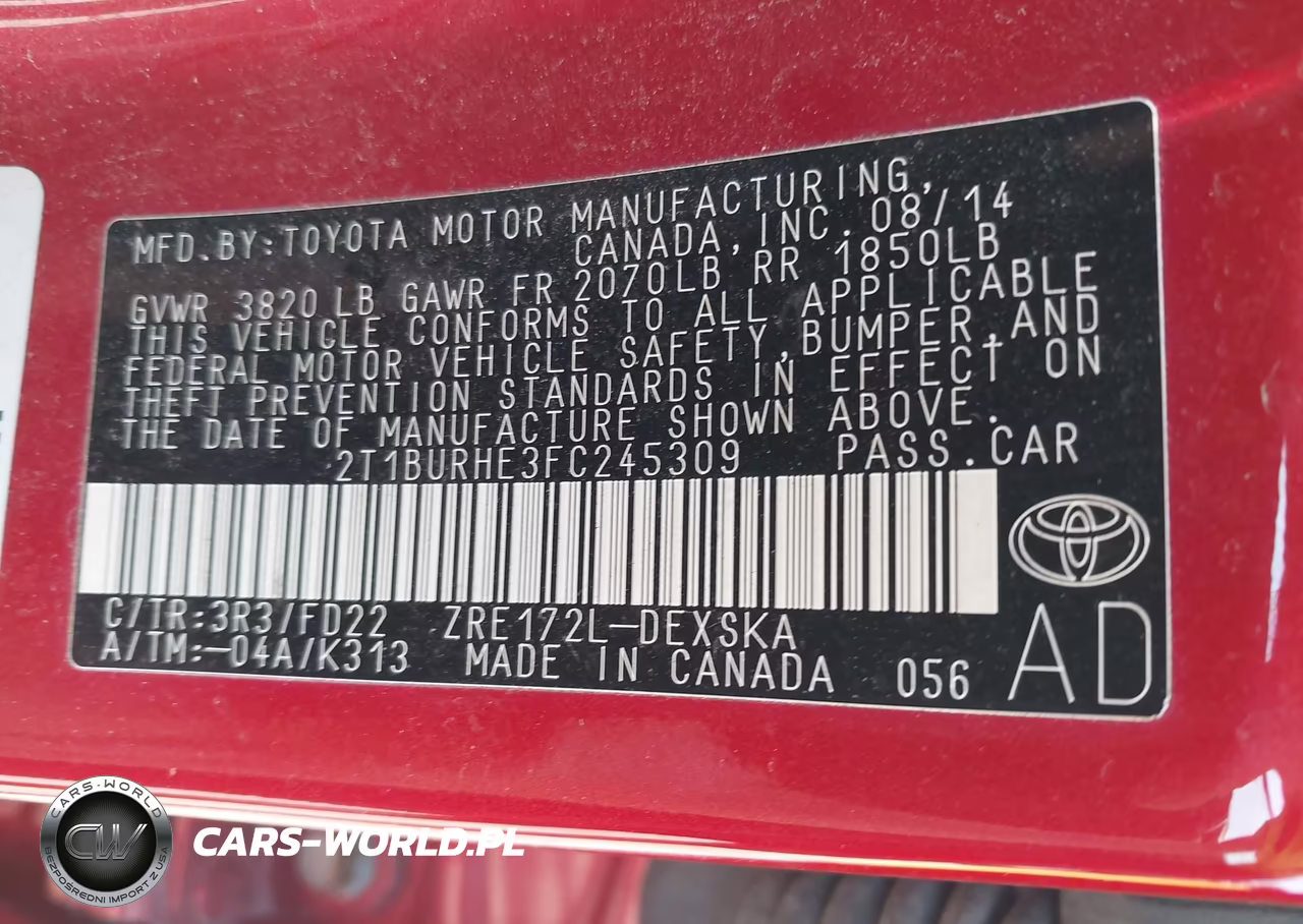2015 Toyota Corolla S Plus VIN:2T1BURHE3FC245309 - 9