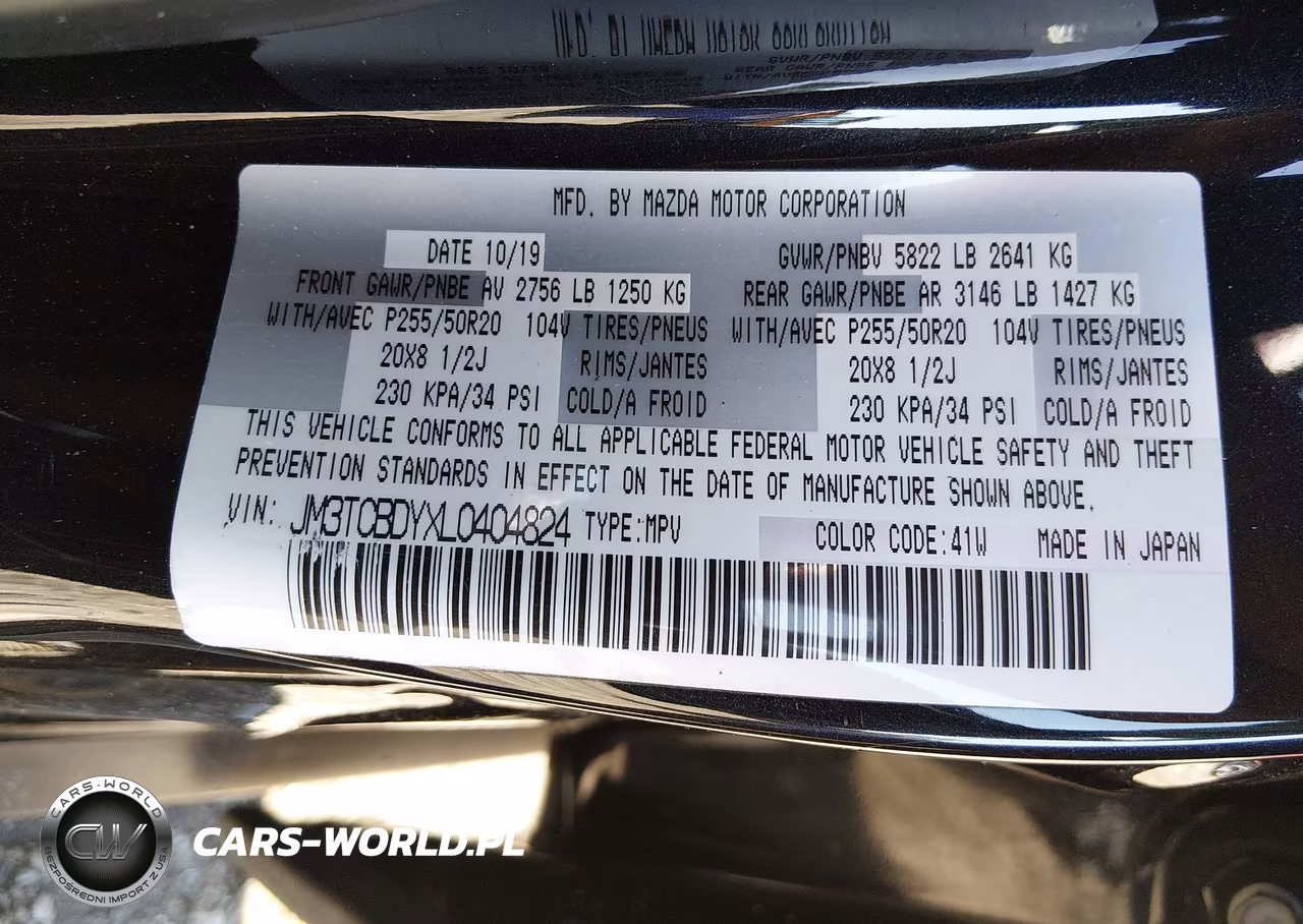 2020 Mazda Cx-9 Grand Touring VIN:JM3TCBDYXL0404824 - 9