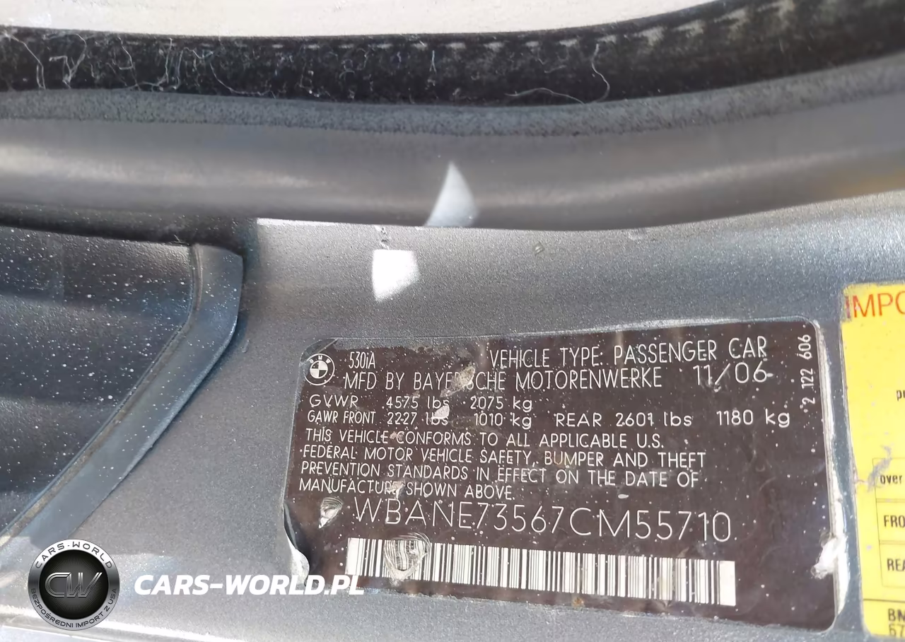 2007 BMW 530I VIN:WBANE73567CM55710 - 9