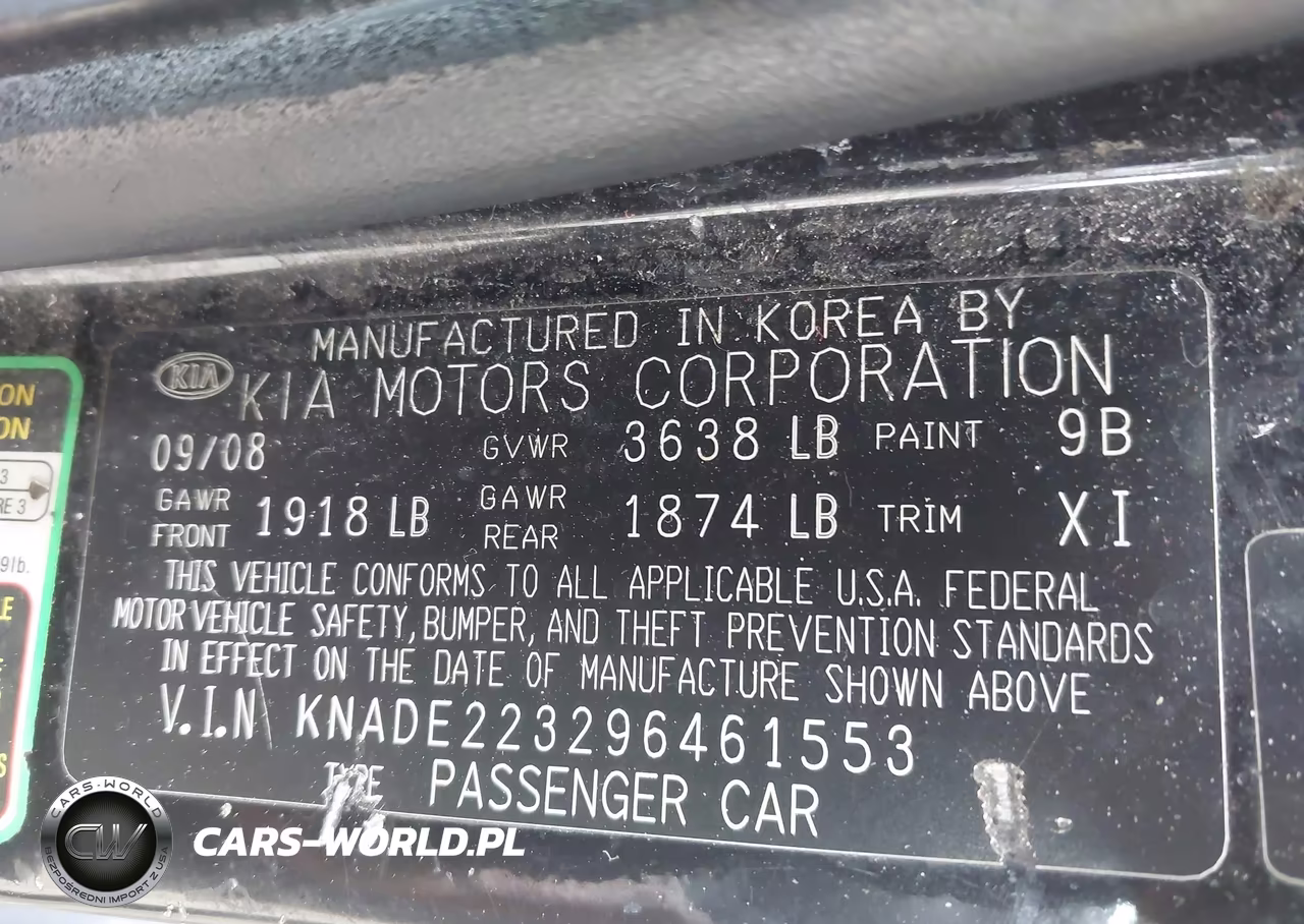 2009 Kia Rio Lx VIN:KNADE223296461553 - 9