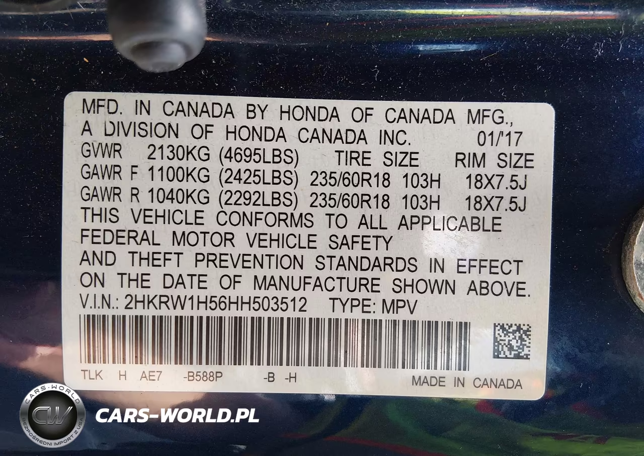2017 Honda Cr-V Ex VIN:2HKRW1H56HH503512 - 9
