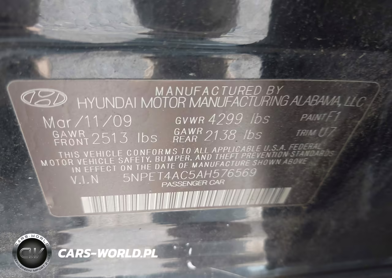 2010 Hyundai Sonata Gls VIN:5NPET4AC5AH576569 - 9