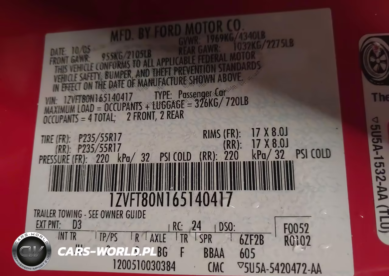2006 Ford Mustang V6 VIN:1ZVFT80N165140417 - 9