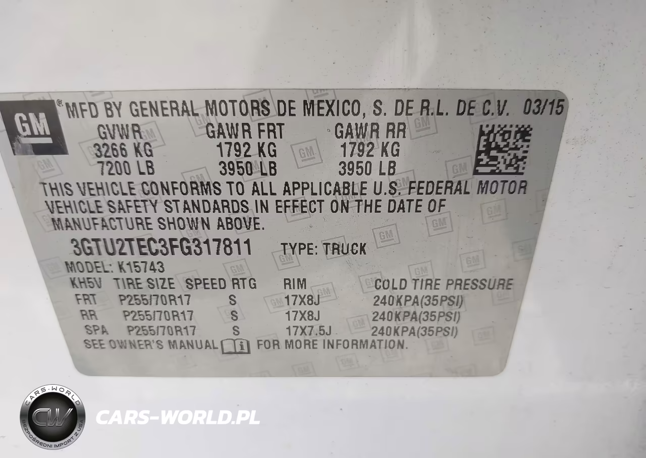 2015 GMC Sierra 1500 VIN:3GTU2TEC3FG317811 - 9