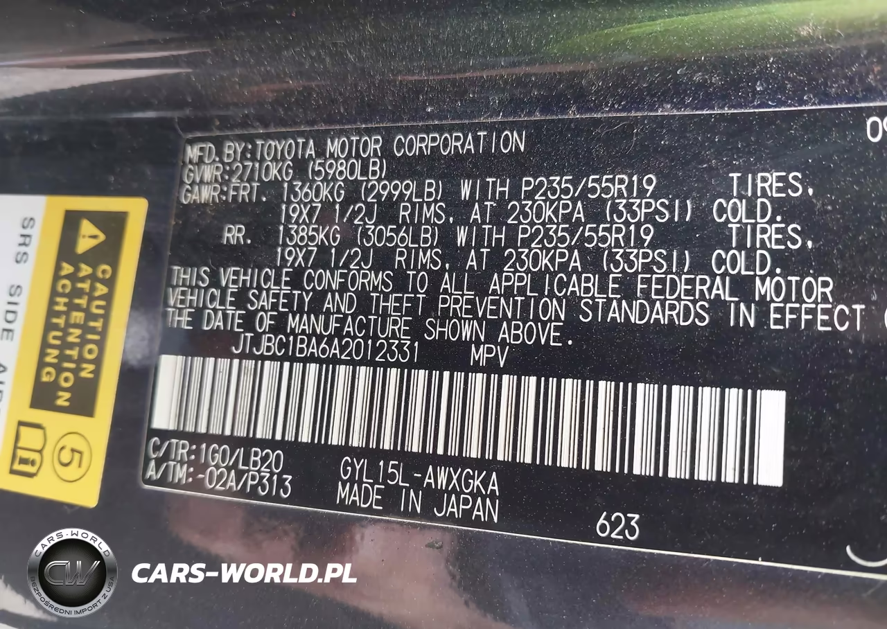 2010 Lexus Rx 450H VIN:JTJBC1BA6A2012331 - 9