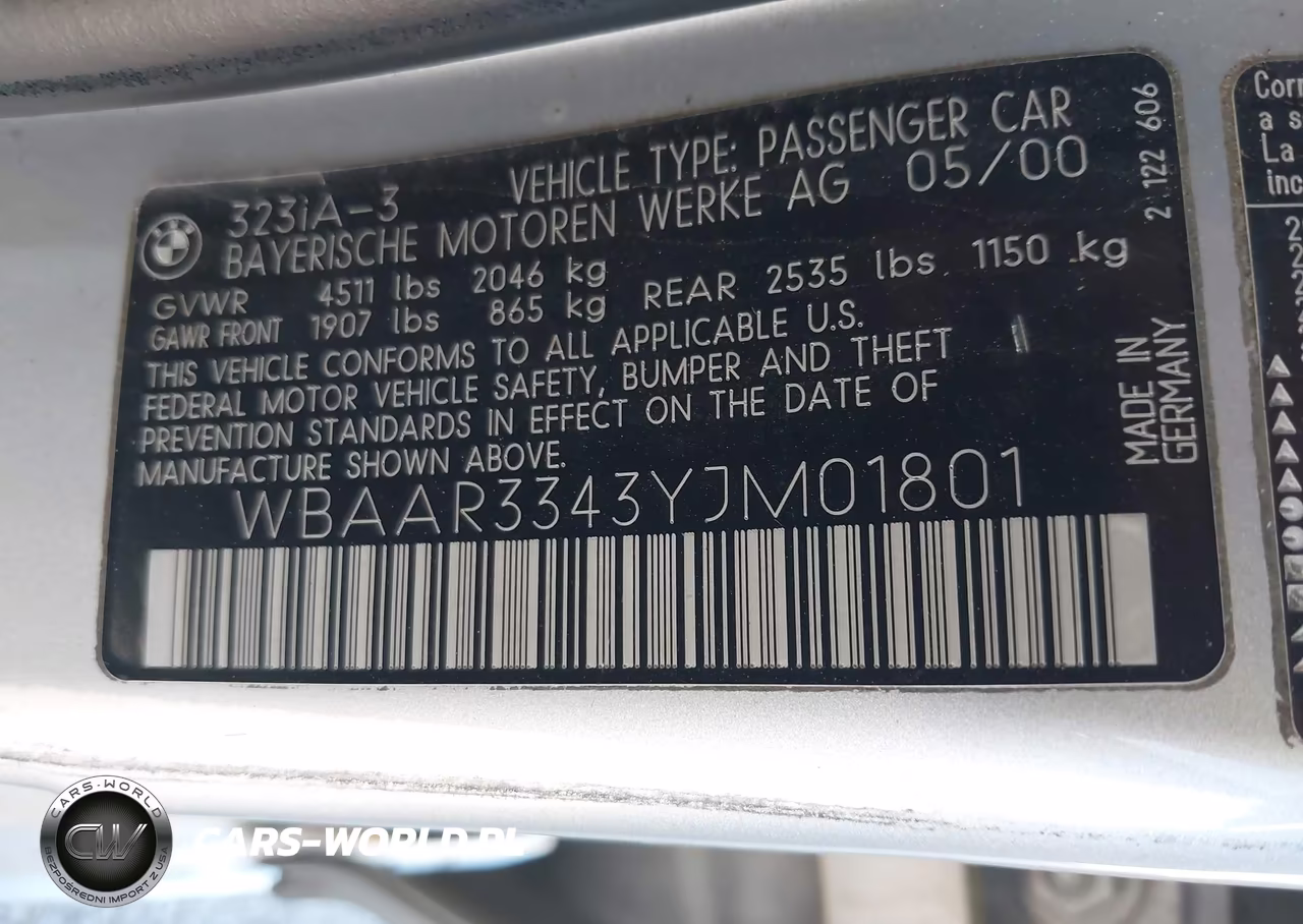 2000 BMW 323It VIN:WBAAR3343YJM01801 - 9