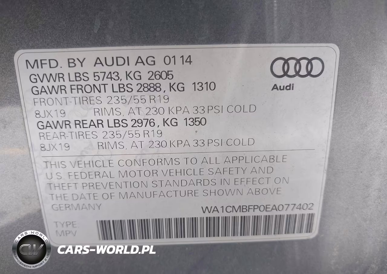 2014 Audi Q5 3.0 Tdi Premium Plus VIN:WA1CMBFP0EA077402 - 9