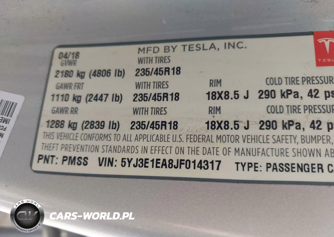 2018 Tesla Model 3 Long Range-Mid Range VIN:5YJ3E1EA8JF014317 - 9