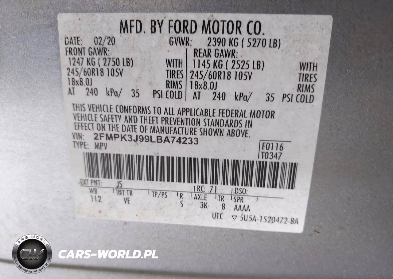 2020 Ford Edge Sel VIN:2FMPK3J99LBA74233 - 9