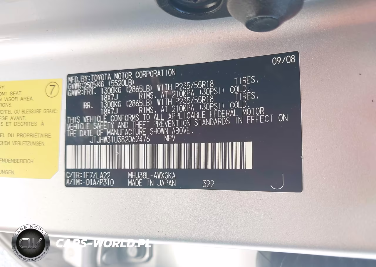2008 Lexus Rx 400H VIN:JTJHW31U382062476 - 9