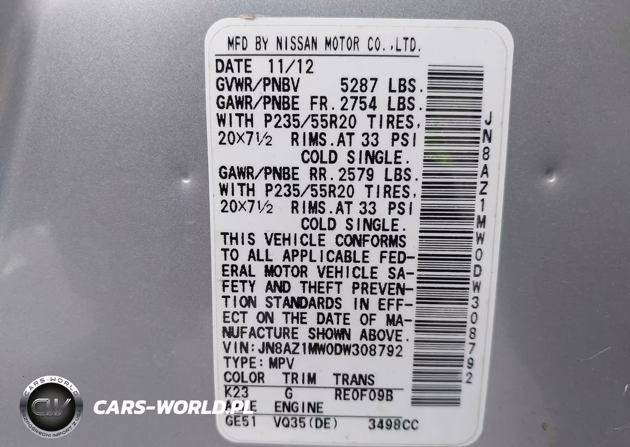 2013 Nissan Murano Le VIN:JN8AZ1MW0DW308792 - 9