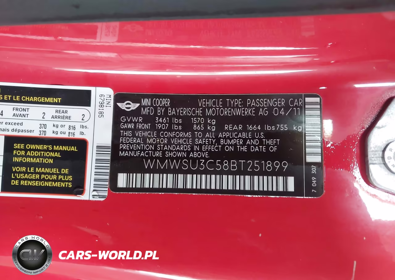 2011 Mini Cooper VIN:WMWSU3C58BT251899 - 9
