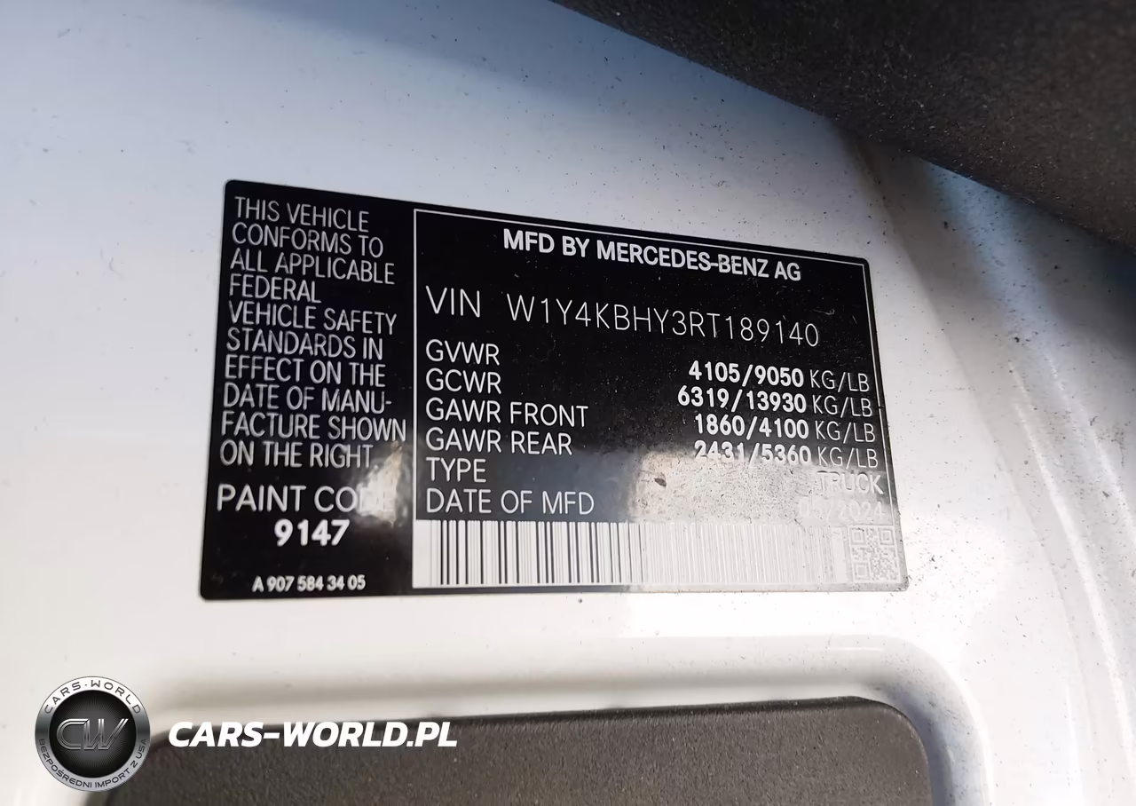 2024 Mercedes-Benz Sprinter 2500 Standard Roof 4-Cyl Diesel VIN:W1Y4KBHY3RT189140 - 9