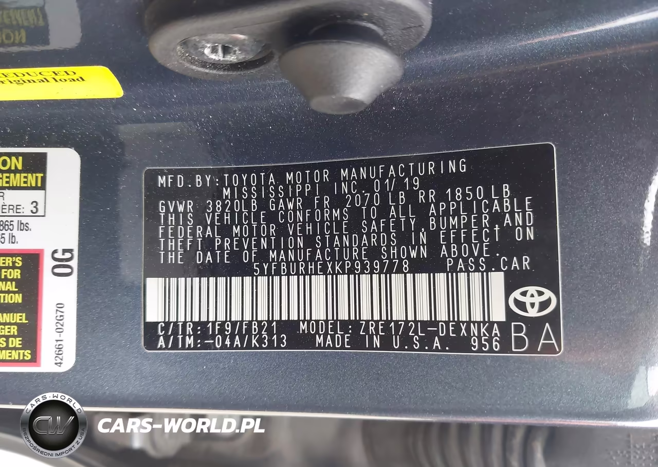 2019 Toyota Corolla Le VIN:5YFBURHEXKP939778 - 9