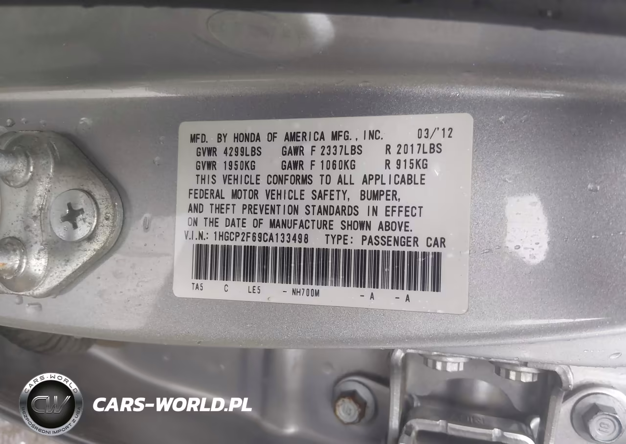 2012 Honda Accord 2.4 Se VIN:1HGCP2F69CA133498 - 9