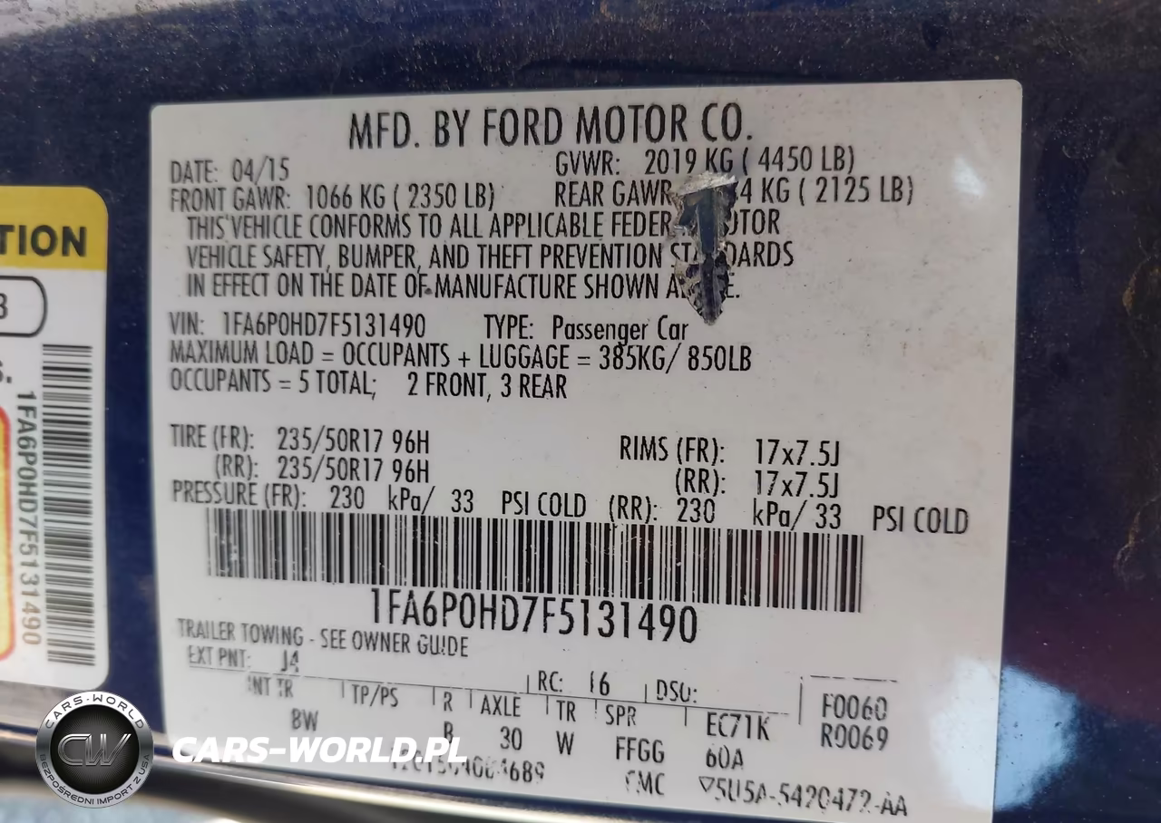 2015 Ford Fusion Se VIN:1FA6P0HD7F5131490 - 9