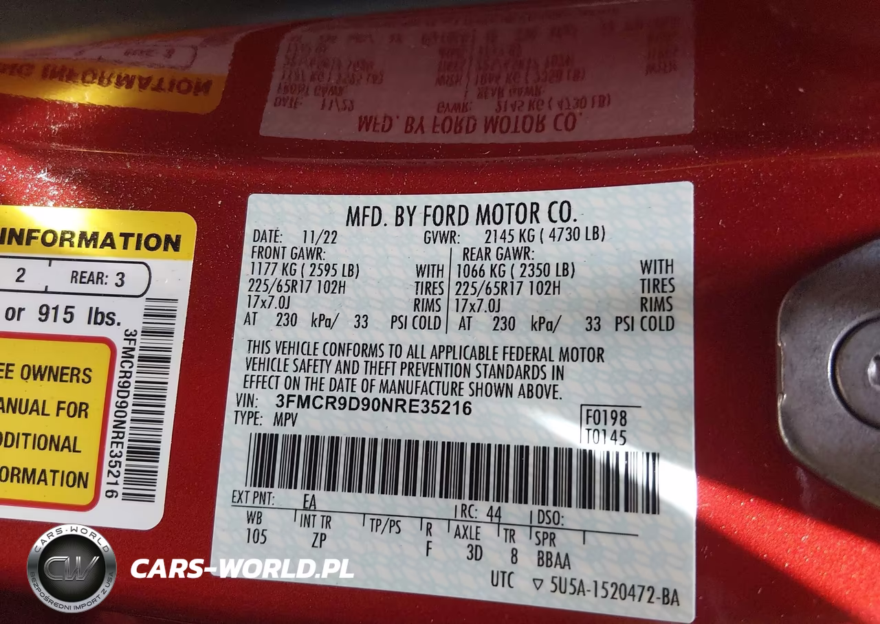 2022 Ford Bronco Sport Badlands VIN:3FMCR9D90NRE35216 - 9