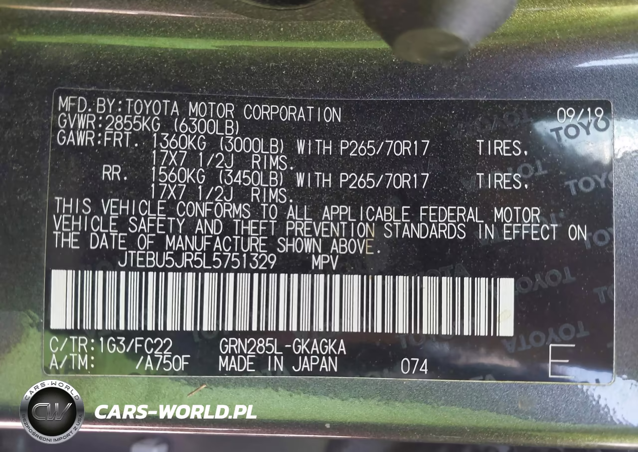 2020 Toyota 4Runner Trd Off Road VIN:JTEBU5JR5L5751329 - 9