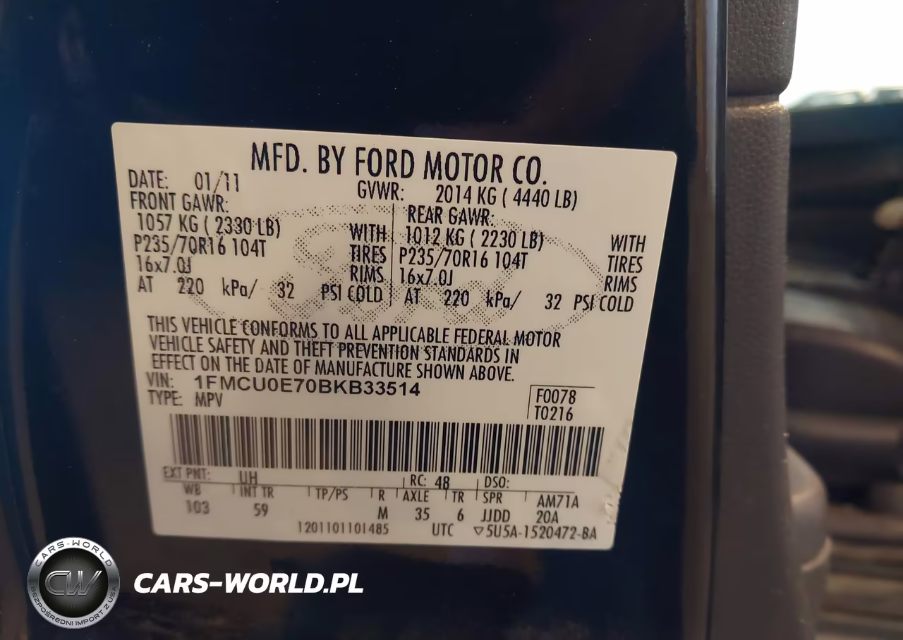 2011 Ford Escape Limited VIN:1FMCU0E70BKB33514 - 9