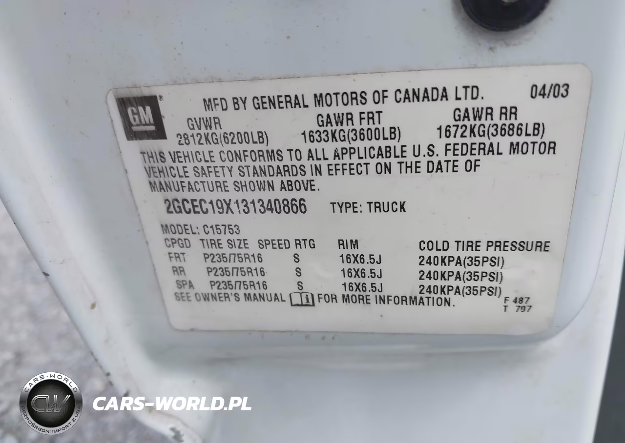 2003 Chevrolet Silverado 1500 Work Truck VIN:2GCEC19X131340866 - 9