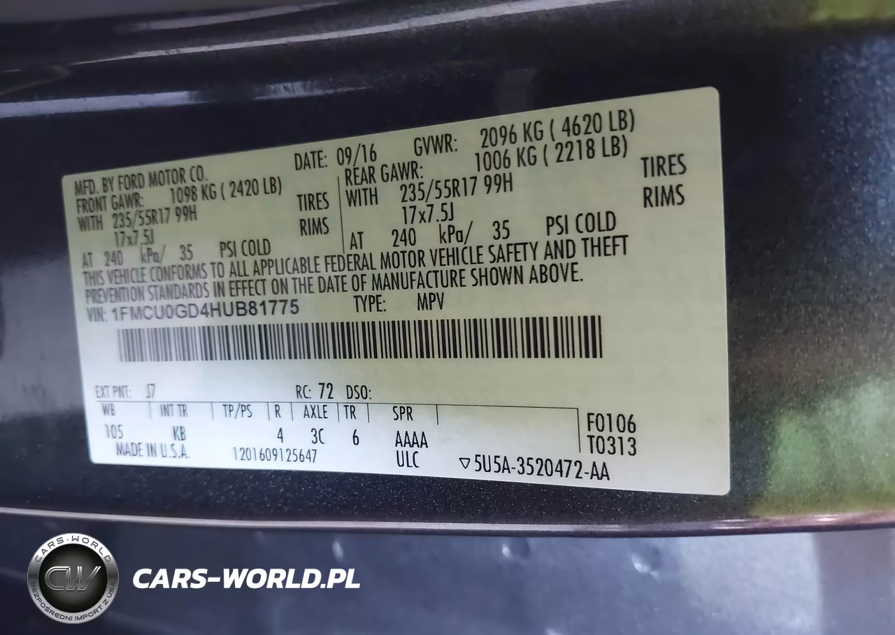 2017 Ford Escape Se VIN:1FMCU0GD4HUB81775 - 9