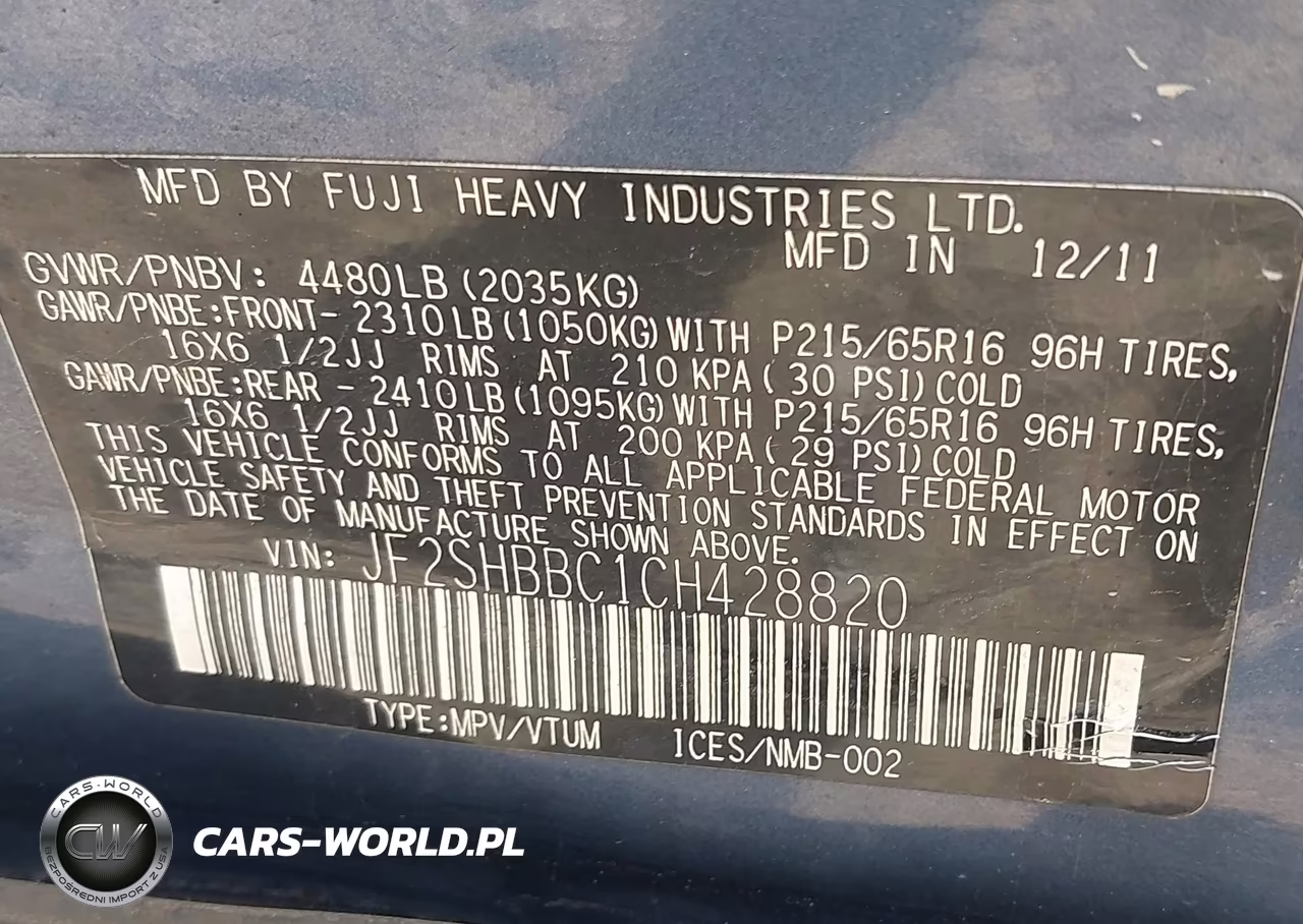 2012 Subaru Forester 2.5X VIN:JF2SHBBC1CH428820 - 9