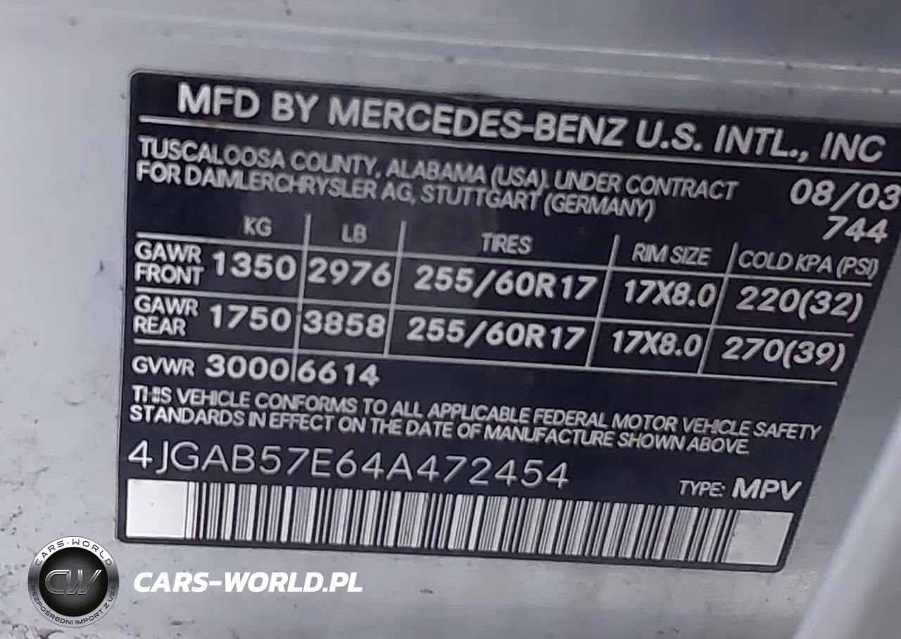 2004 Mercedes-Benz Ml 350 4Matic VIN:4JGAB57E64A472454 - 9