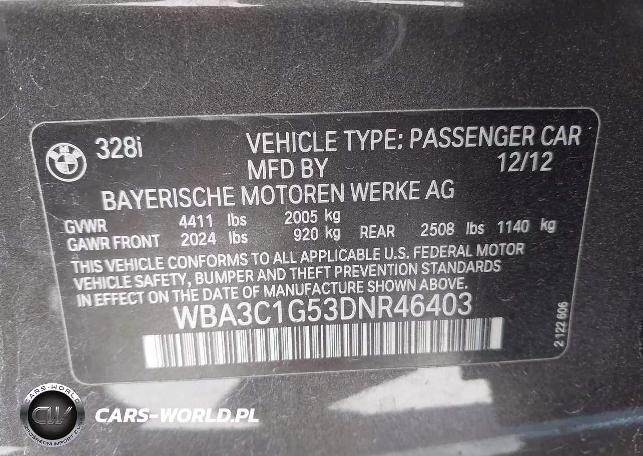 2013 BMW 328I VIN:WBA3C1G53DNR46403 - 9