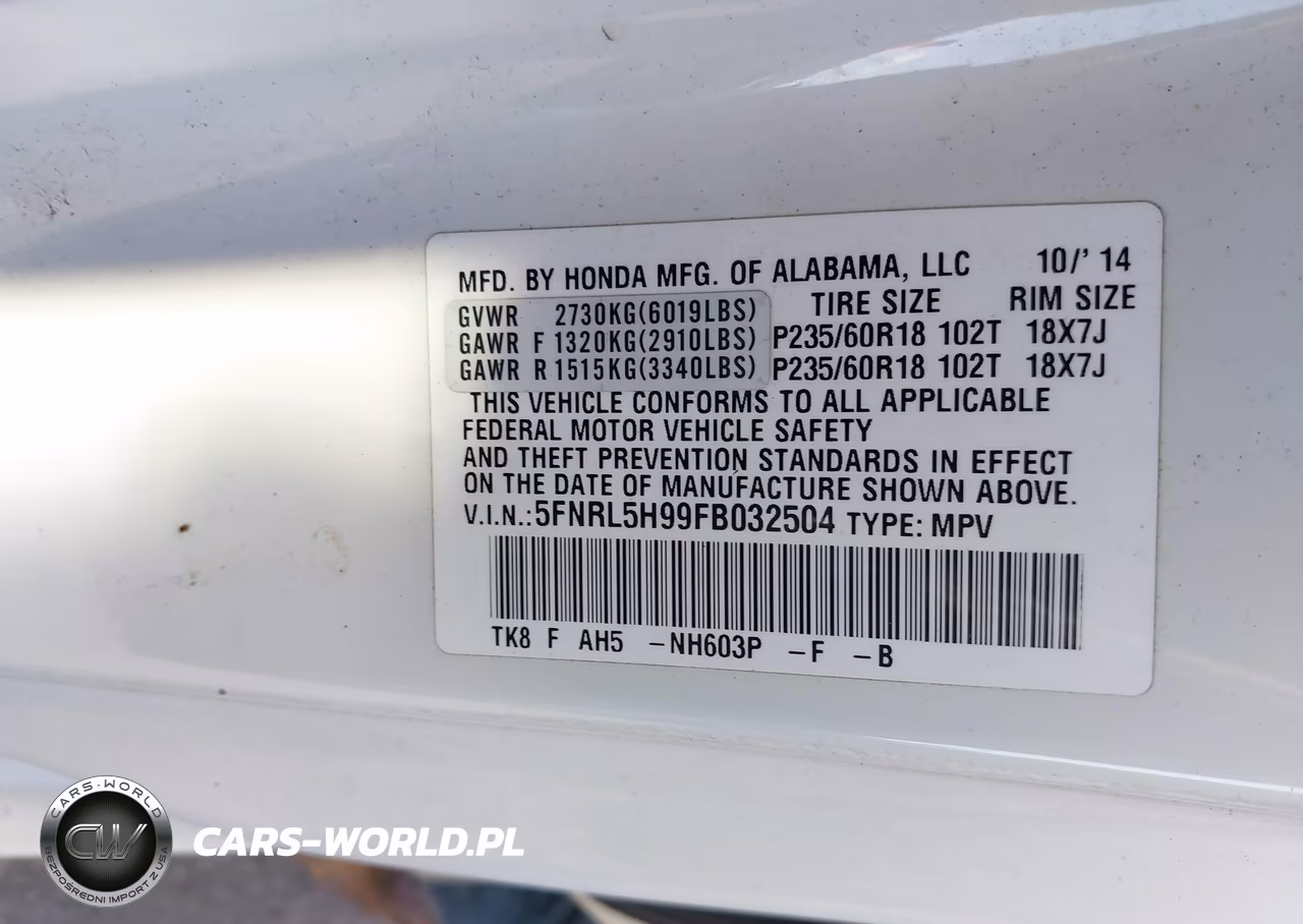 2015 Honda Odyssey Touring-Touring Elite VIN:5FNRL5H99FB032504 - 9