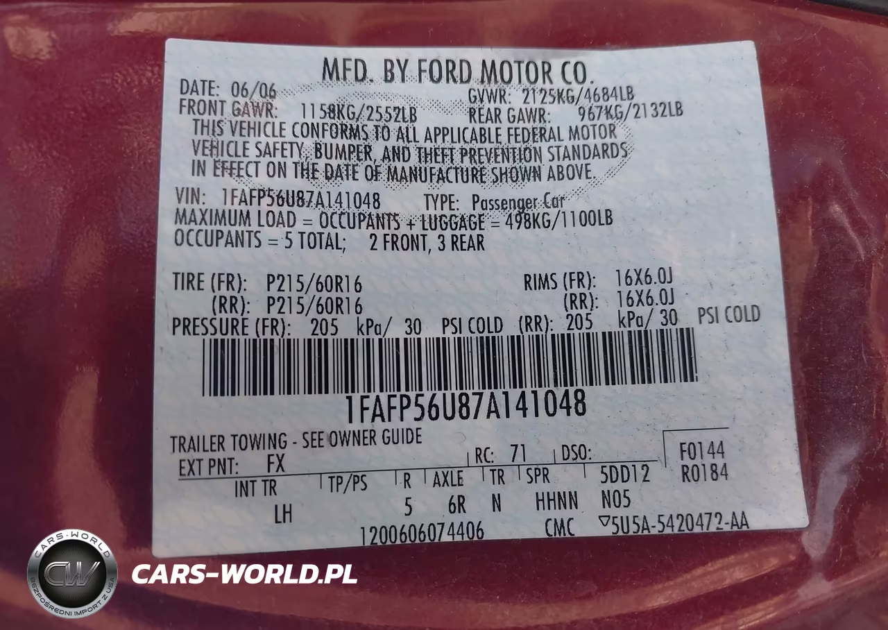 2007 Ford Taurus Sel VIN:1FAFP56U87A141048 - 9