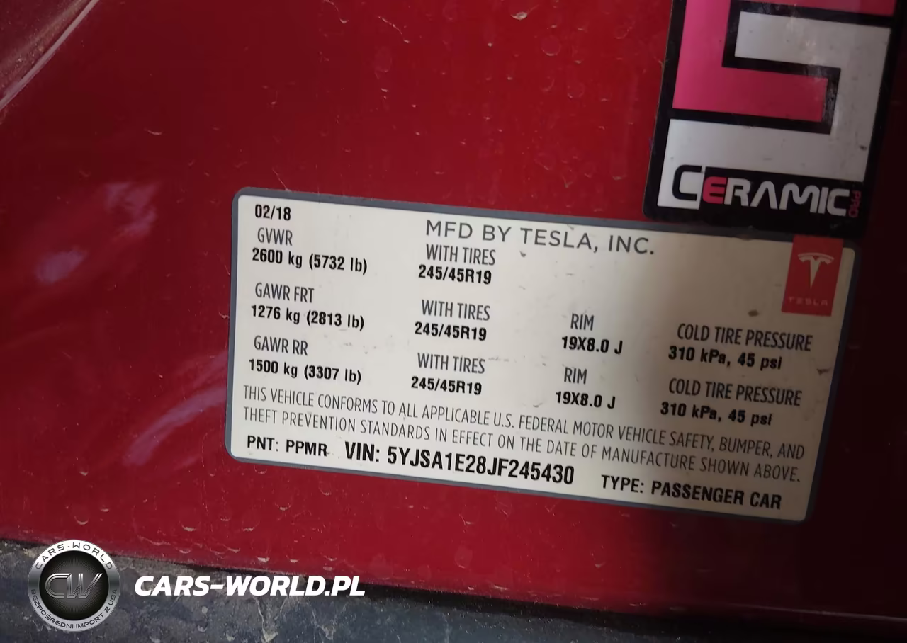 2018 Tesla Model S 100D-75D-P100D VIN:5YJSA1E28JF245430 - 9