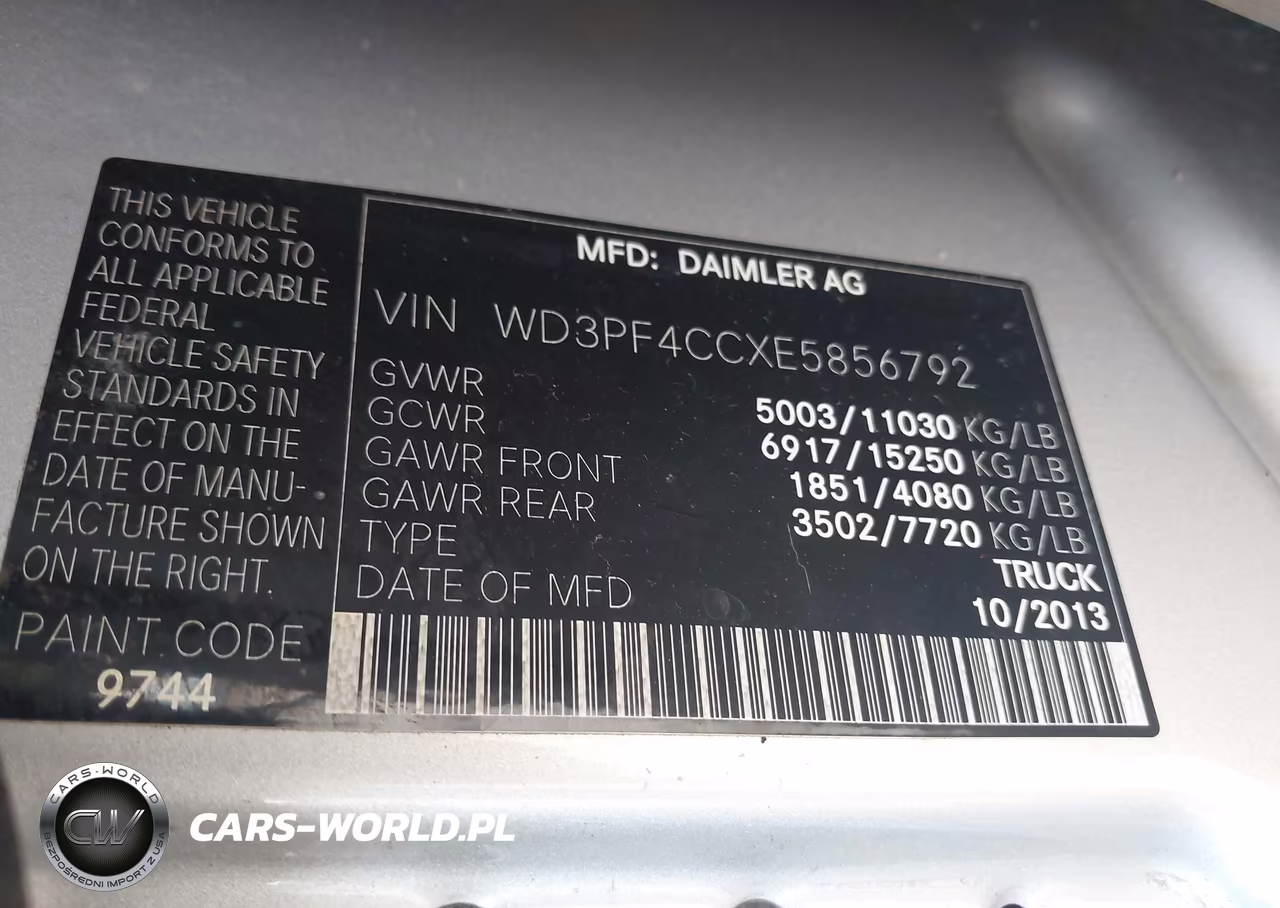 2014 Mercedes-Benz Sprinter 3500 High Roof VIN:WD3PF4CCXE5856792 - 8
