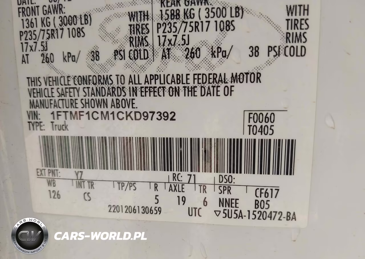 2012 Ford F-150 Xl VIN:1FTMF1CM1CKD97392 - 9